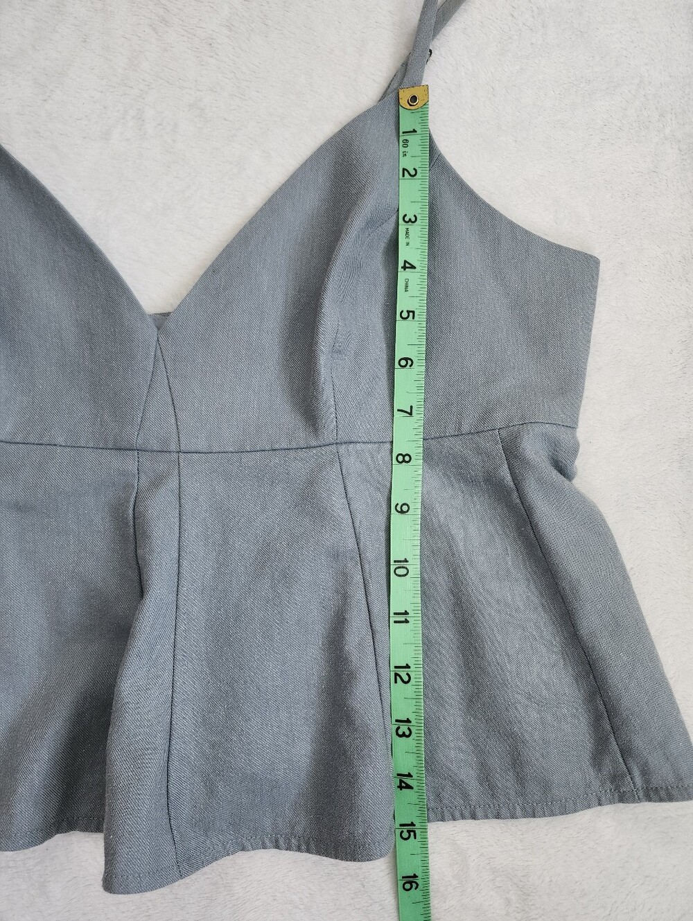 BCBGMAXAZRIA Women's Size Large Dusty Blue Peplum Cami Top - Picture 8 of 10